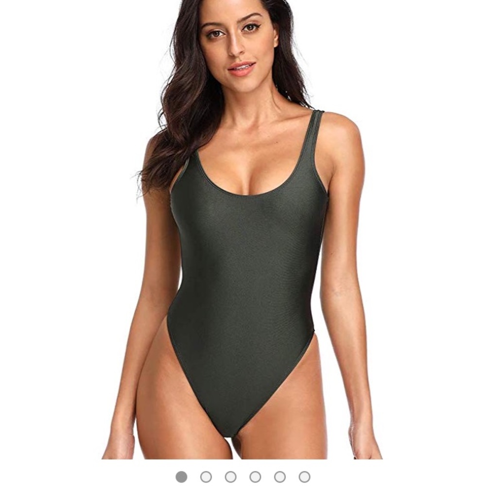 Black High Cut Low Back One Piece Swimsuit